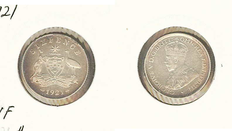 Australian 6 pence 1921 aEF